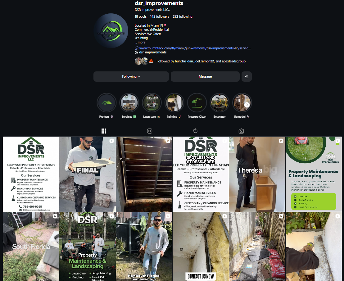 DSR Improvements Instagram profile @dsr_improvements